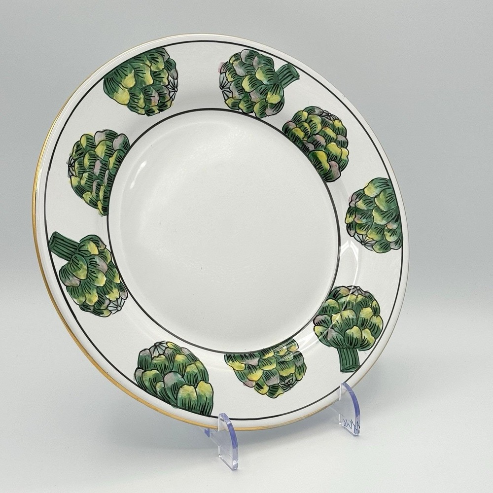 Ortino Nahid 1998 Artichoke Serving Plate Deruta Italy Hand Painted 11" Vintage